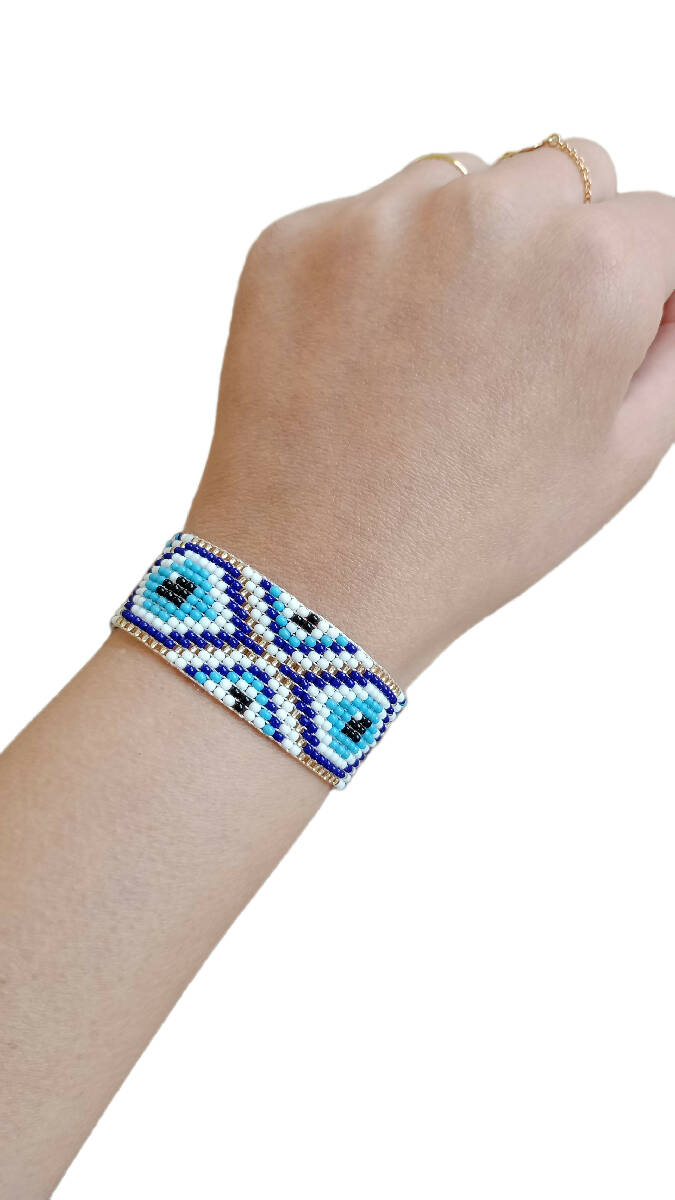 Glow By Rula Akhdar Handmade For Women Double Eyed Bead Bracelet