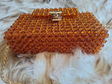 Lulua Stitches Handmade Caramel Beaded Bag