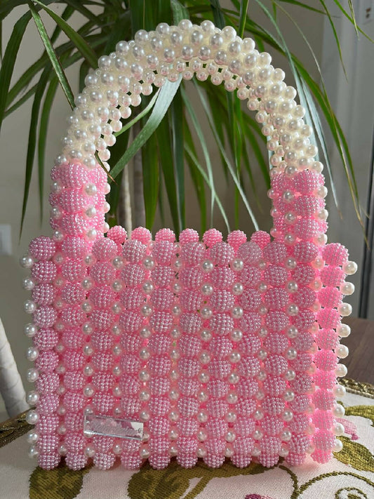 Halartizian Beaded Pink Pearl Bag