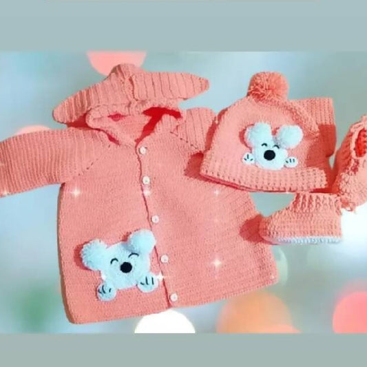 Classy Handmade Touch Crochet Baby Set (3pcs)