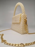 Lulua Stitches Handmade Classic Off-White Pearl Bag