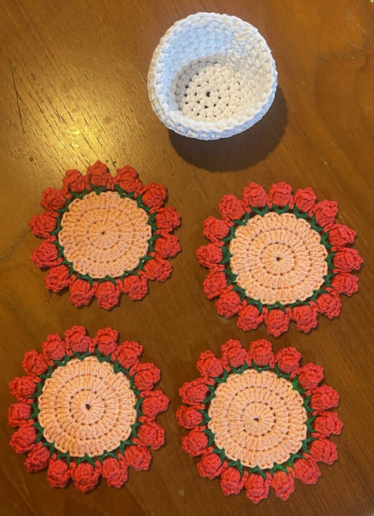 It's So Yarn Handmade Crochet Flower Pot Coaster