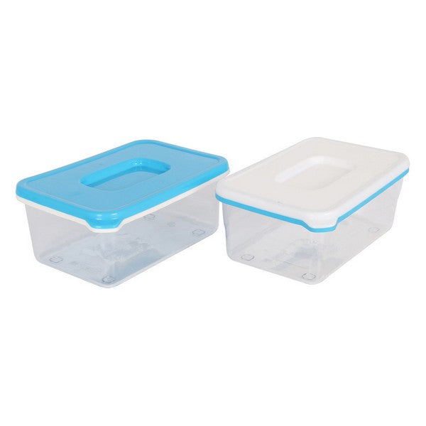 Lunch box White & Blue Rectangular High