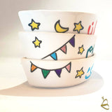B for Balo Hand Painted Ramadan Edition Set of 3 Porcelain Condiment Bowls