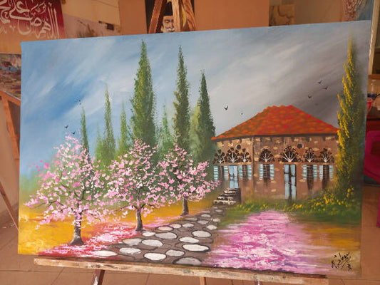 Mohammad Houmani Art Lebanese Handmade Painting Inspired by The Lebanese Heritage 110 x 70 cm