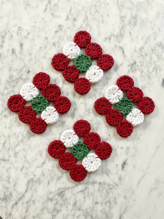Roudainas Art Crochet Coasters Lebanese Flag