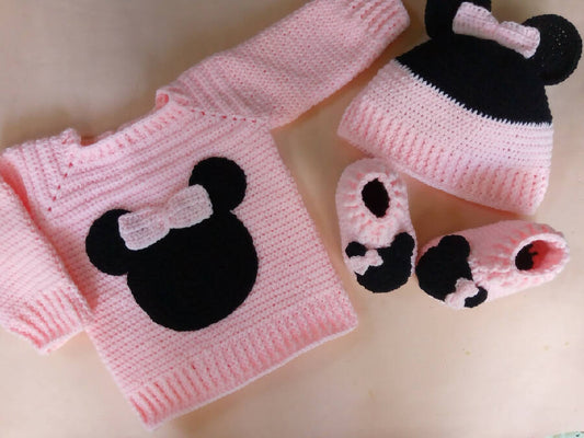 Classy Handmade Touch Crochet Baby Set(3 pcs)