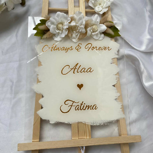 Merasia Personalized Couple Name Glass Sign