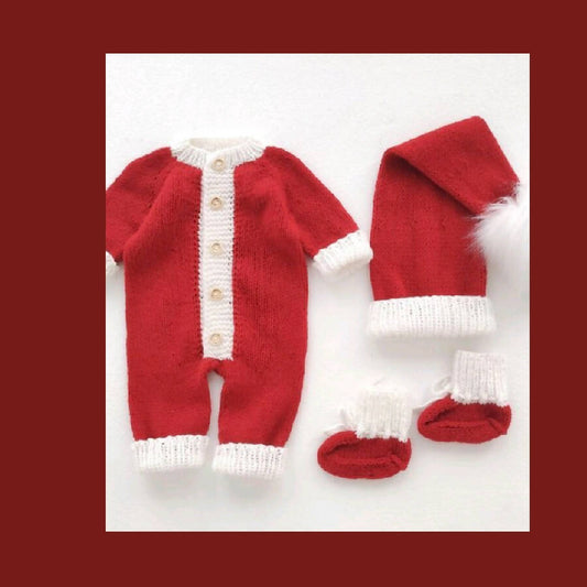 HJ Handmade Christmas Baby Ovarol Set With Boot And Hat