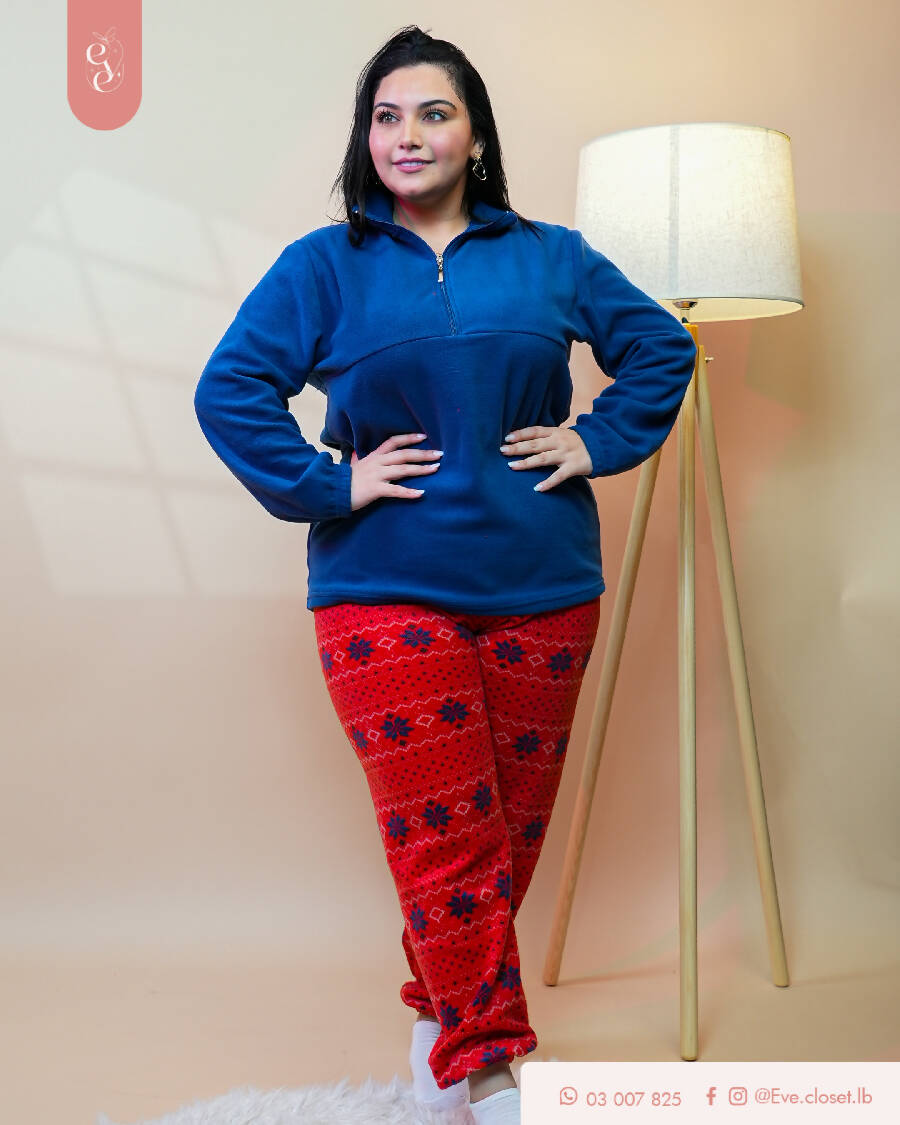 EVE.CLOSET Ladies' Plus Size Ziper Neck Pajama