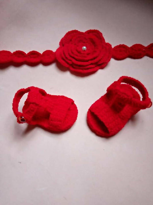 Classy Handmade Touch Handmade Baby Crochet Sandals With Headband