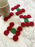 Roudainas Art Crochet Coasters Lebanese Flag