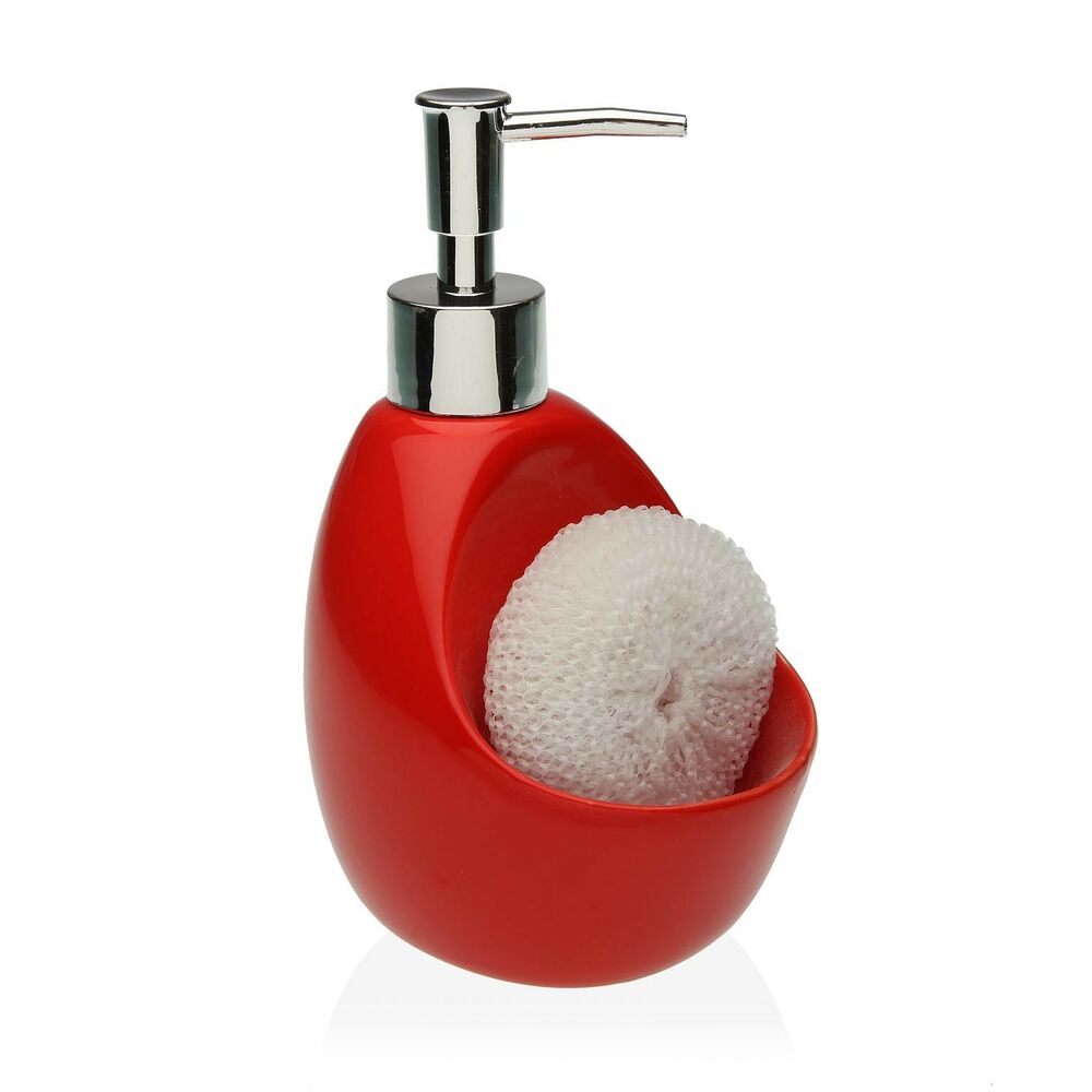 Soap Dispenser Versa Red Ceramic (6 x 18,8 x 6 cm)