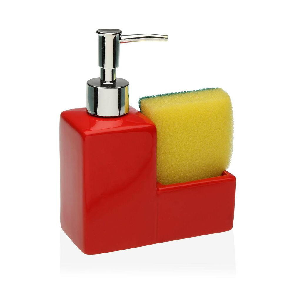 Soap Dispenser Versa Red Scourer Ceramic (6 x 16,5 x 13 cm)