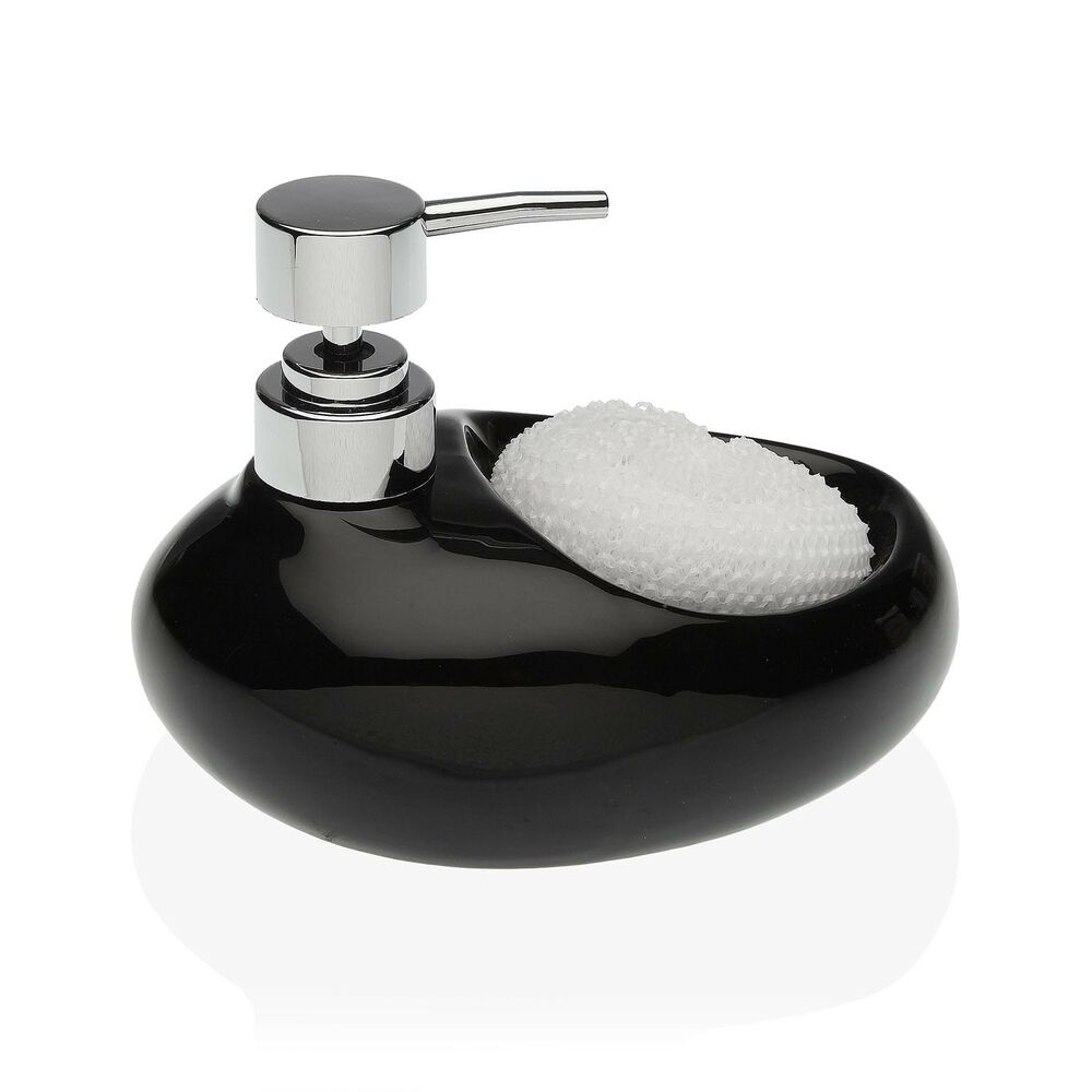 Soap Dispenser Versa Black Scourer Ceramic (16,5 x 16 x 10,5 cm)