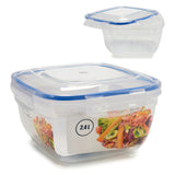 Lunch box Squared Blue Transparent Plastic