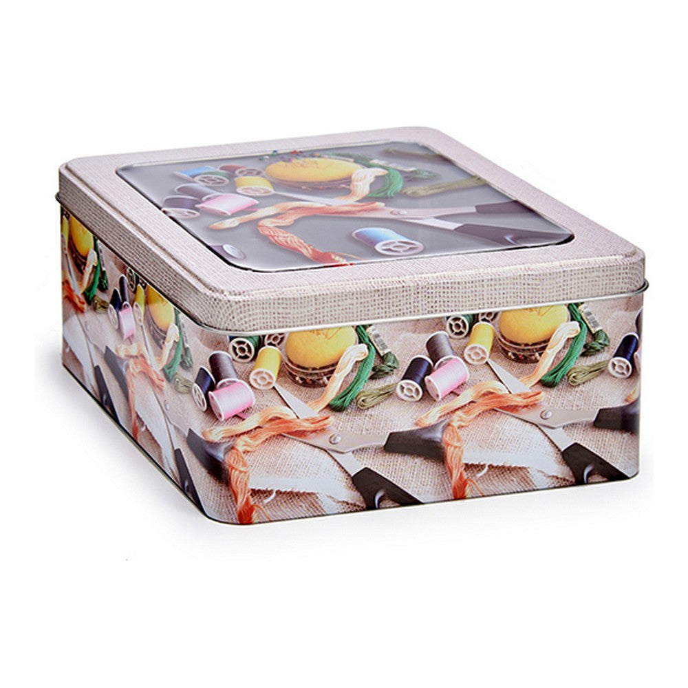 Box with cover Beige Plastic Tin