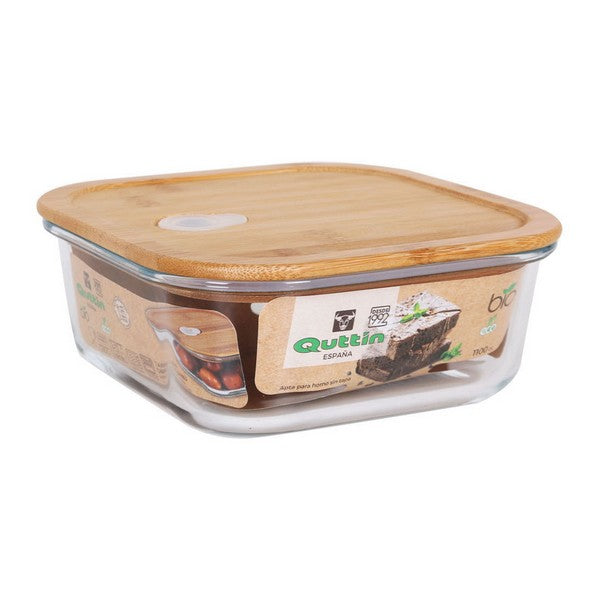 Square Lunch Box with Lid Quttin Crystal Bamboo