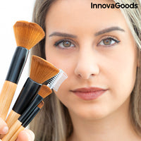 Thumbnail for Set of Wooden Make-up Brushes with Carry Case Miset InnovaGoods 5 Pieces
