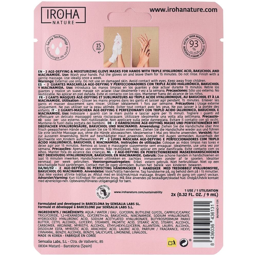 Hand Mask Iroha Anti-ageing Hyaluronic Acid (9 ml)