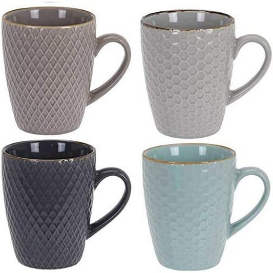 Piece Coffee Cup Set Excellent Houseware Geometric Stoneware 4 Pieces 300 ml