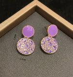 Oh La La Express Women Earrings Rhinestone Decor Purple 1pair