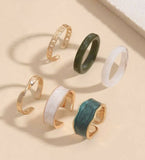 Oh La La Express Women Rings Set Green 6pcs