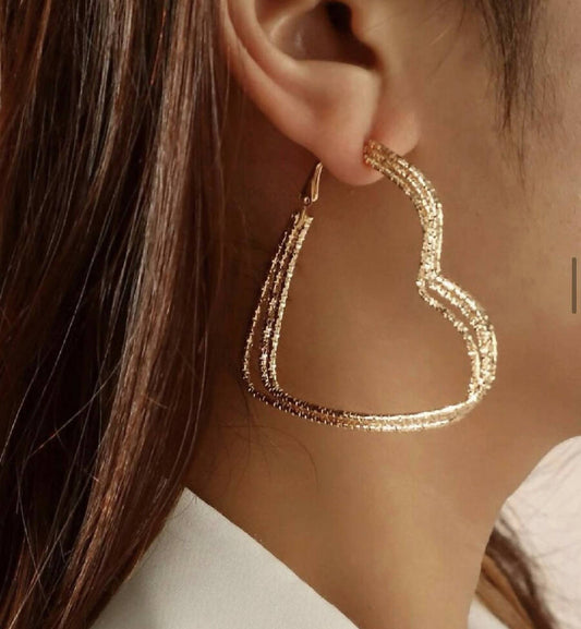 Oh La La Express Women Earrings Multilayer Heart Shaped Gold 1pair