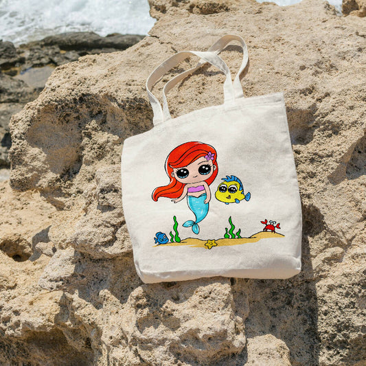 inspire.inc Ariel the Little Mermaid Tote Bag with Optional Zipper Pouch