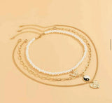 Oh La La Express Women Faux Pearl & Gold Necklace set of 3pcs