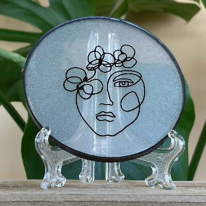 Julyana Chehab Handmade-Aura-Edge Black-Round-Coaster-10 cm
