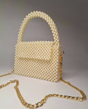 Lulua Stitches Handmade Classic Off-White Pearl Bag