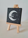 Fatateesh's Black Mini Canvas Moon Painting