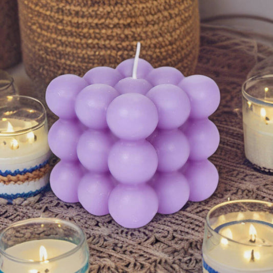 Valentina Handmade Purple Bubble Candle - Light of the Future Collection - Ramadan Decoration