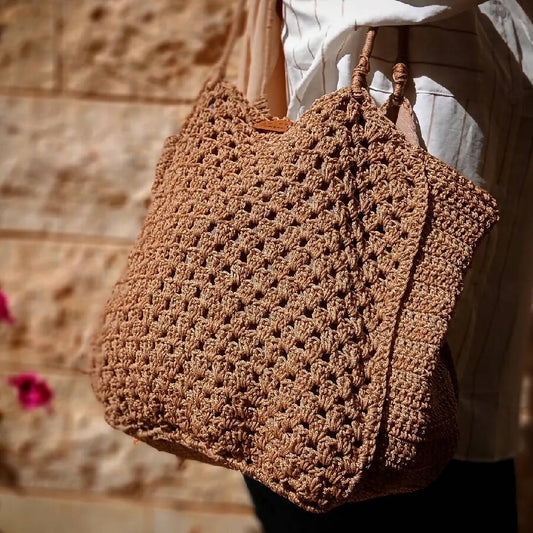 Crochet by Mona Handmade BASIC Crochet Handbag Dimensions 44x53cm