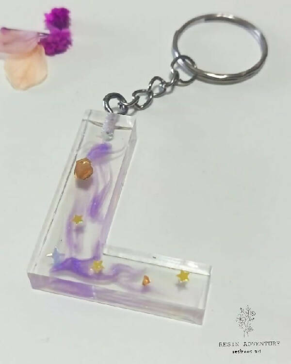 Resin Adventure Handmade Transparent Letter L Keychain