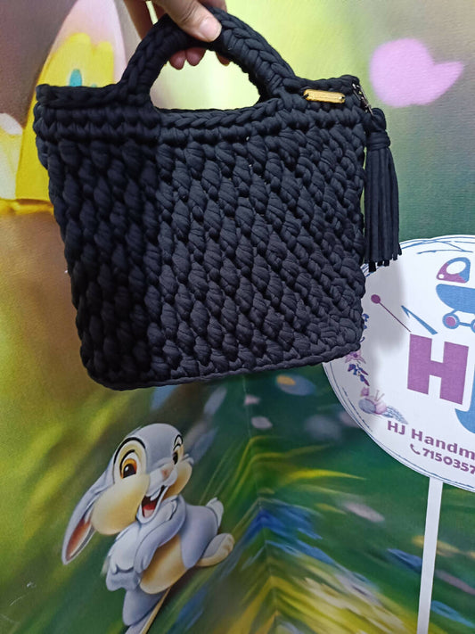 HJ Handmade Handbag Color Black Size 25Cm