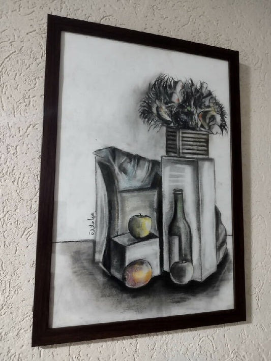 Arts & More Handmade Gallery Art Compound Shapes Charcoal Painting (54*37cm)