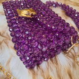 Lulua Stitches Handmade Purple Beaded Bag