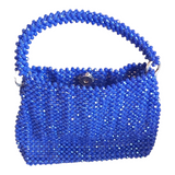 Le Caro Craft Blue Crystals Handbag For Woman