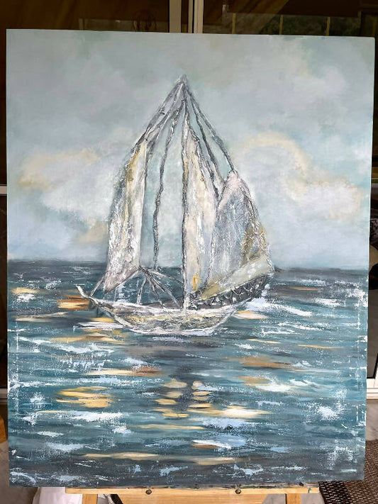 Jamilee Artworks Handmade Abstract Boat painting 100*80 cm
