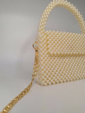 Lulua Stitches Handmade Classic Off-White Pearl Bag