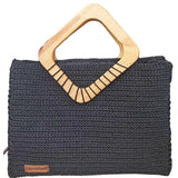 Fashion Stitch Women's Medium Black Basket Crochet Hand Bag For Ladies