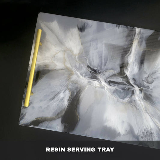 karoin's Gray Black and White Resin Serving Tray