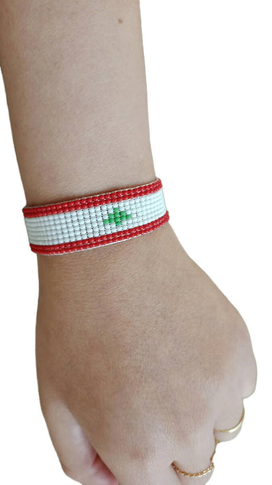 Glow By Rula Akhdar Handmade For Women Lebanese Flag Bead Bracelet