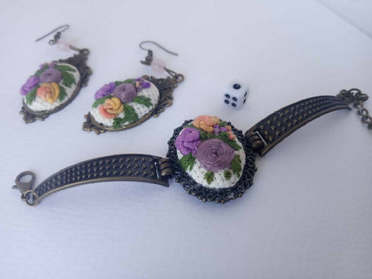 Byjamilla Handmade Women's Floral Bracelet and Earrings