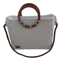 Thumbnail for Fashion Stitch Women's Medium Off White Crochet Tote Bag With Matching Money Pouch For Ladies