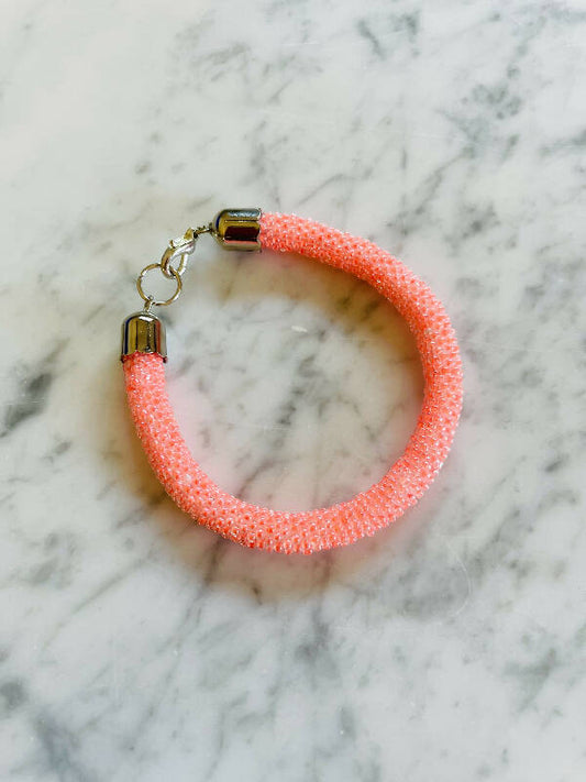 Roudainasart Handmade Beaded Rope Bracelet Salmon Pink