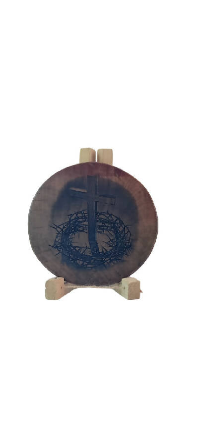 Life To Wood Laser Engraved Wooden Board Cross & Crown For Home Décor