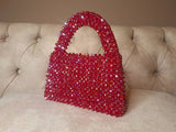 Lulua Stitches Handmade Red Glass Crystal Bag